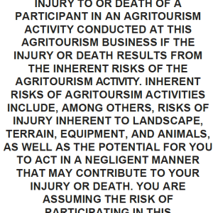 Agritourism Liability Signs